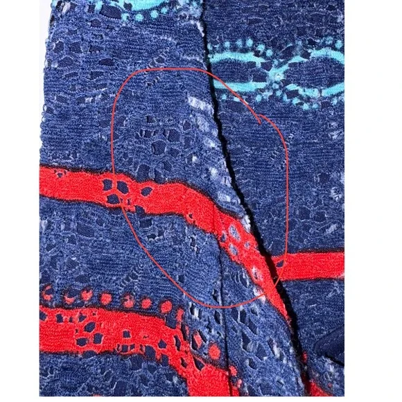 Ronni Nicole Womens Size 10 Navy Blue Red Tribal Print Sleeveless Dress - Picture 11 of 12